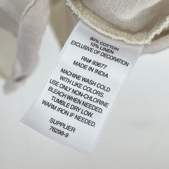 1X Boho Cotton Linen Gauze Top Cream Pintuck Blouse Coastal Cottagecore - Picture 5 of 8